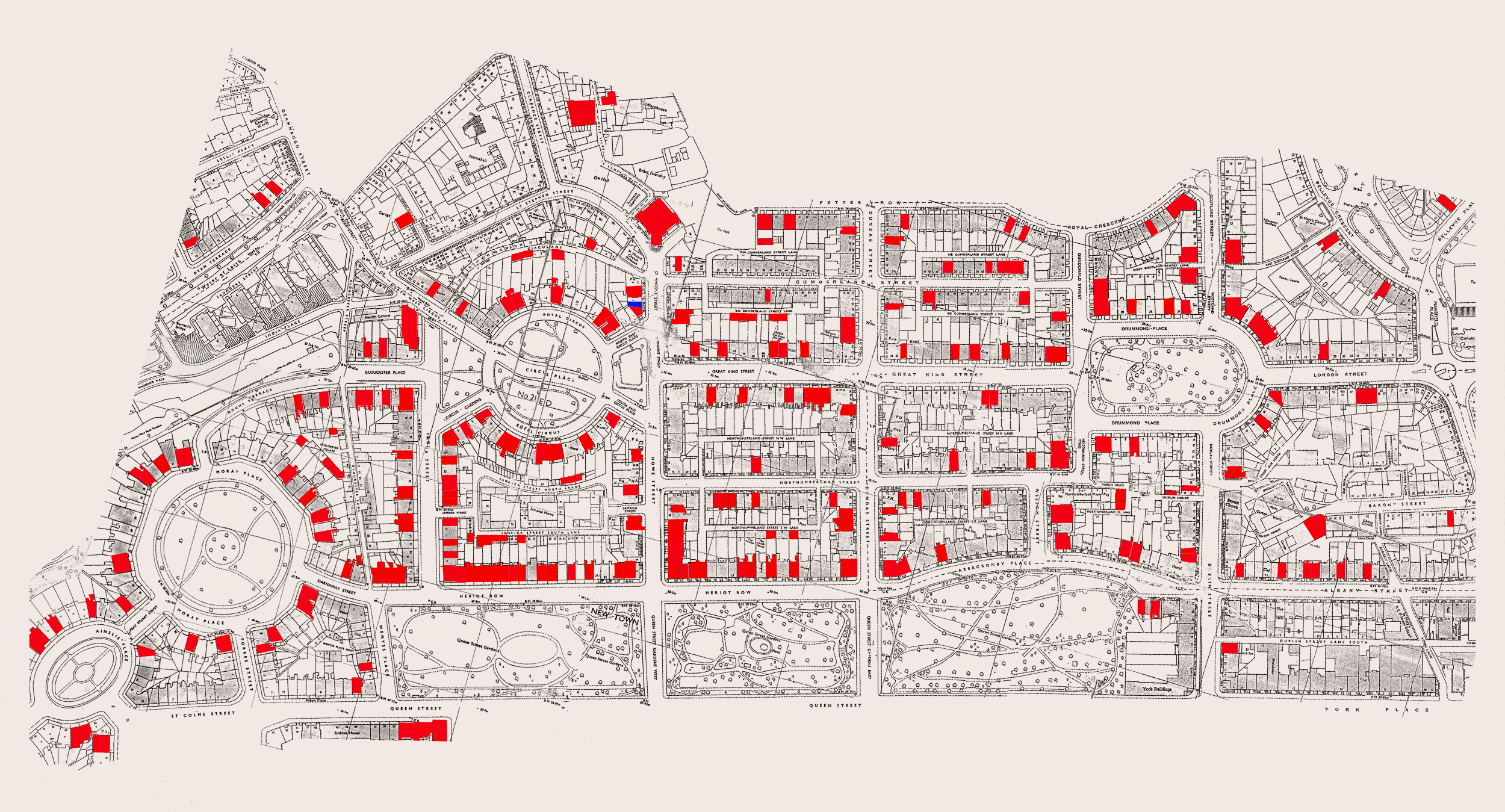 Edinburgh New Town map showing Lorn Macneal Architects projects